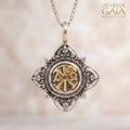 Aretousa Chi Rho Faith Cross (Small) - 18k Gold & Sterling Silver - Cross Pendant