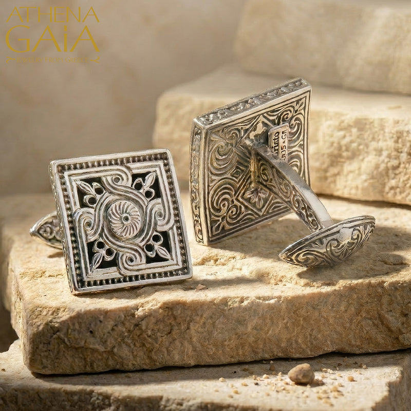 Monastiraki Church Sun Swirl Silver Cufflinks
