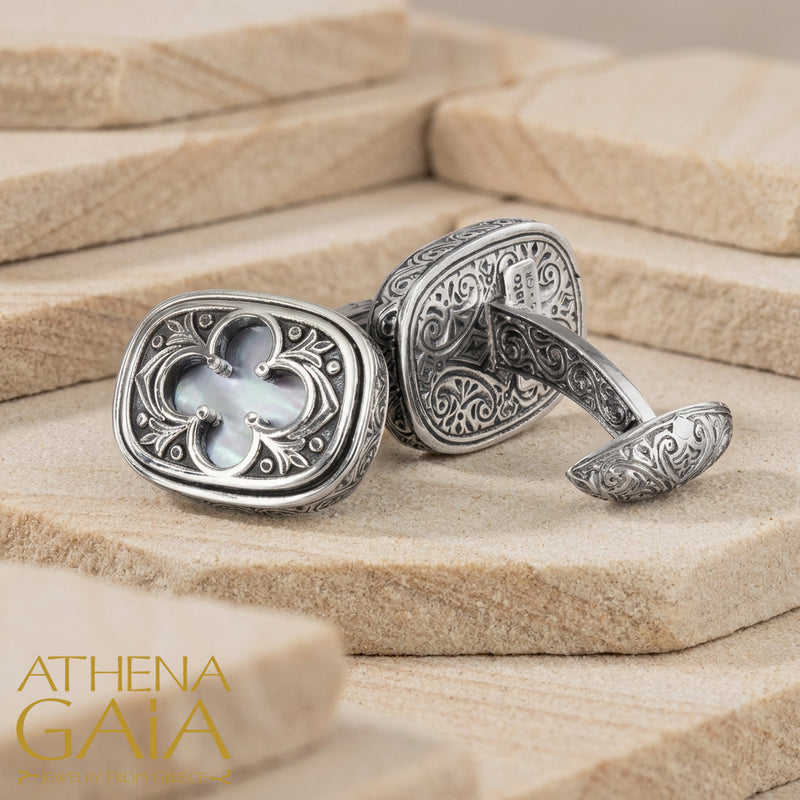 Silver Clover Odysseus Cufflinks – Sterling Silver