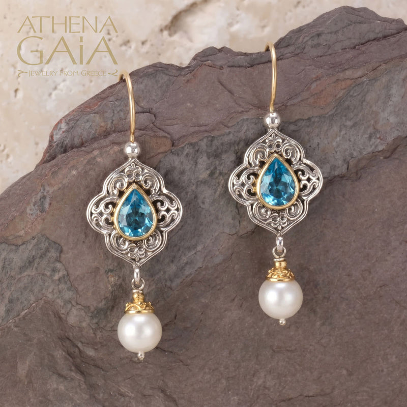 Teardrop Pearl Drop Chandelier Earrings - 18k Gold & Sterling Silver Earrings