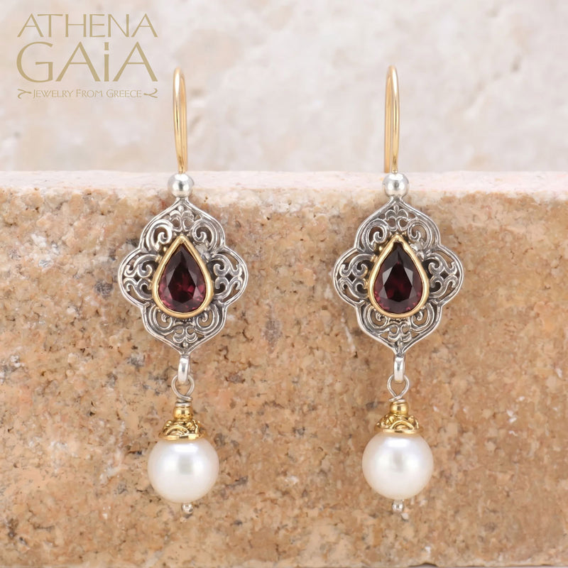 Teardrop Pearl Drop Chandelier Earrings - 18k Gold & Sterling Silver Earrings