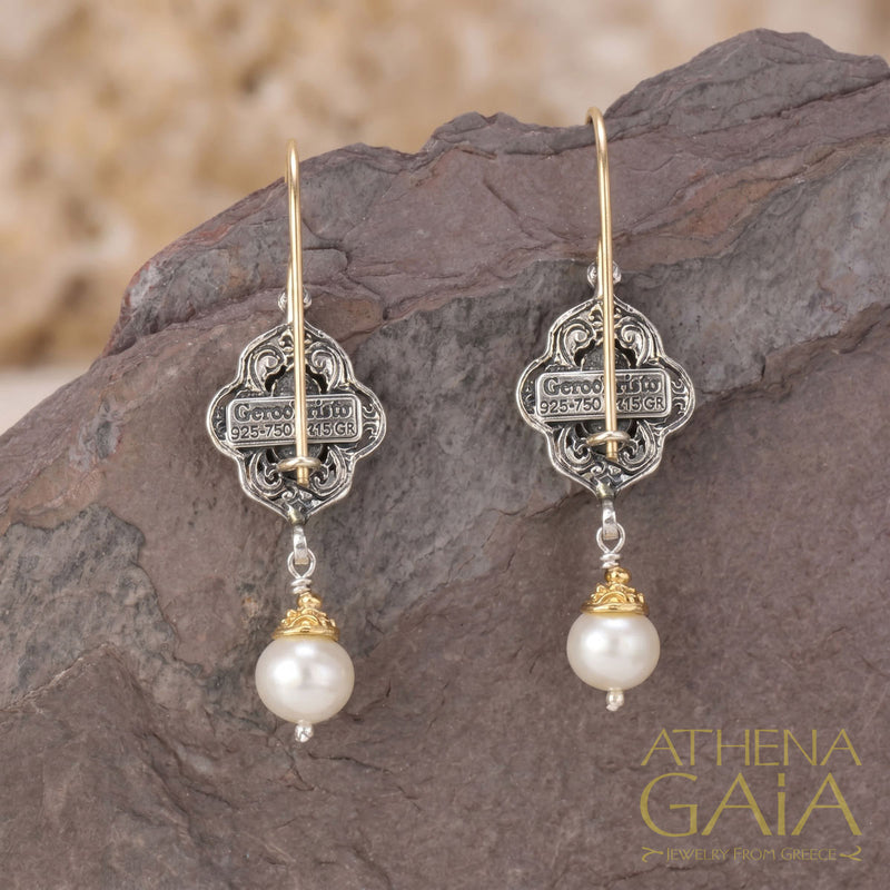 Teardrop Pearl Drop Chandelier Earrings - 18k Gold & Sterling Silver Earrings