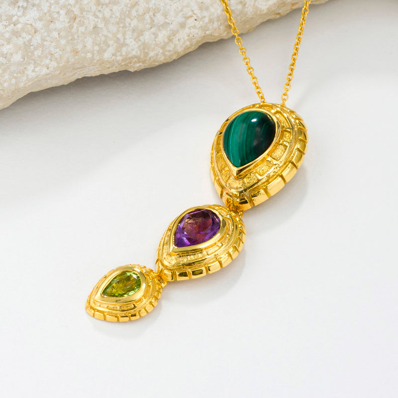 Cosmos Triple Stone Necklace - 18k Gold Necklace