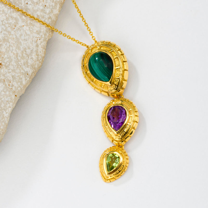 Cosmos Triple Stone Necklace - 18k Gold Necklace