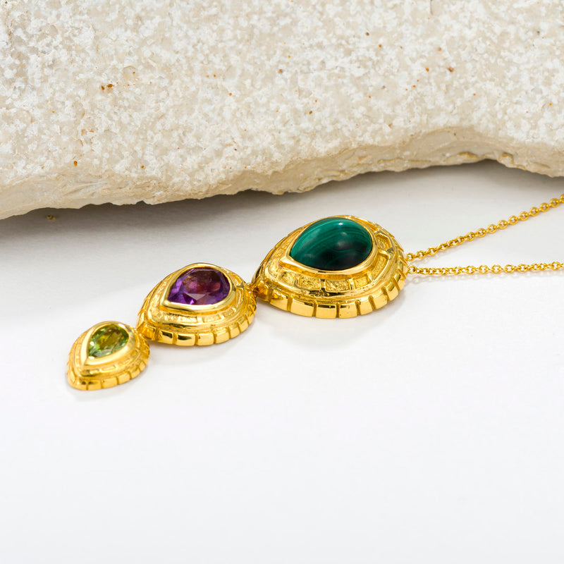 Cosmos Triple Stone Necklace - 18k Gold Necklace