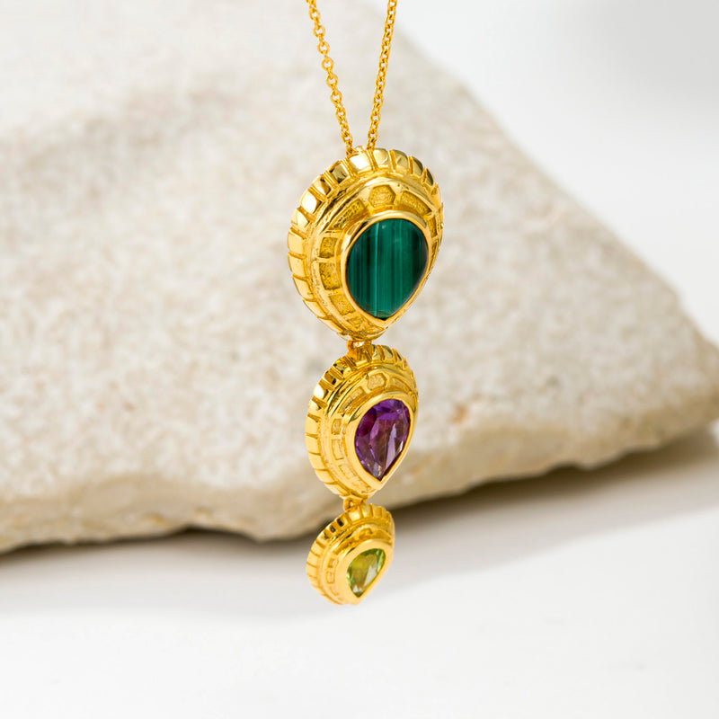 Cosmos Triple Stone Necklace - 18k Gold Necklace