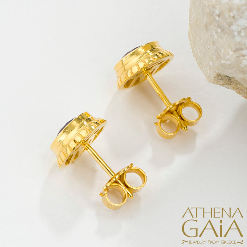 Cosmos Stone Post Earrings (Large) (In-Stock) - 18k Gold - Post Earrings