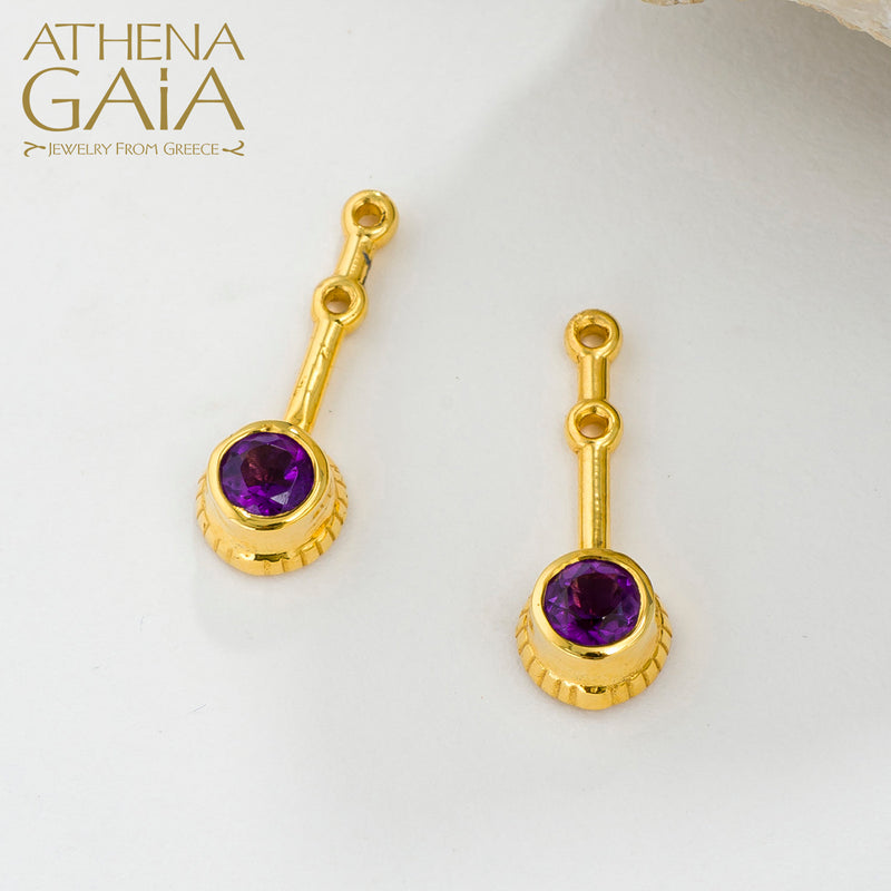 Cosmos Large Stone Drop Earrings - 18k Gold Earrings - Post Earrings