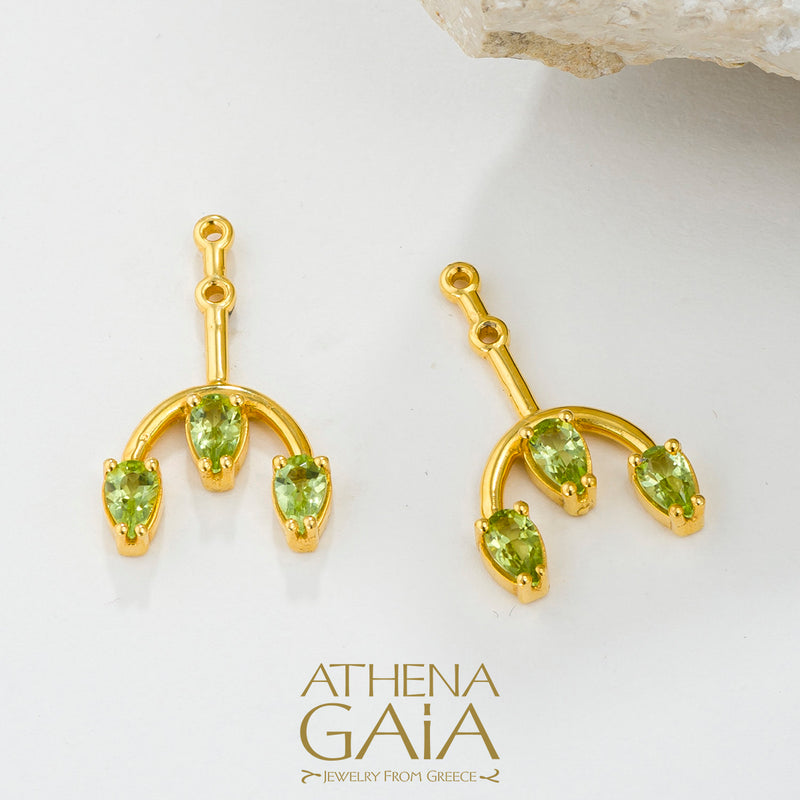 Cosmos Stone Arc Earrings - 18k Gold Earrings - Post Earrings