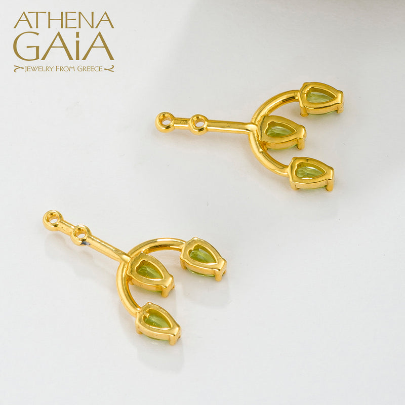 Cosmos Stone Arc Earrings - 18k Gold Earrings - Post Earrings