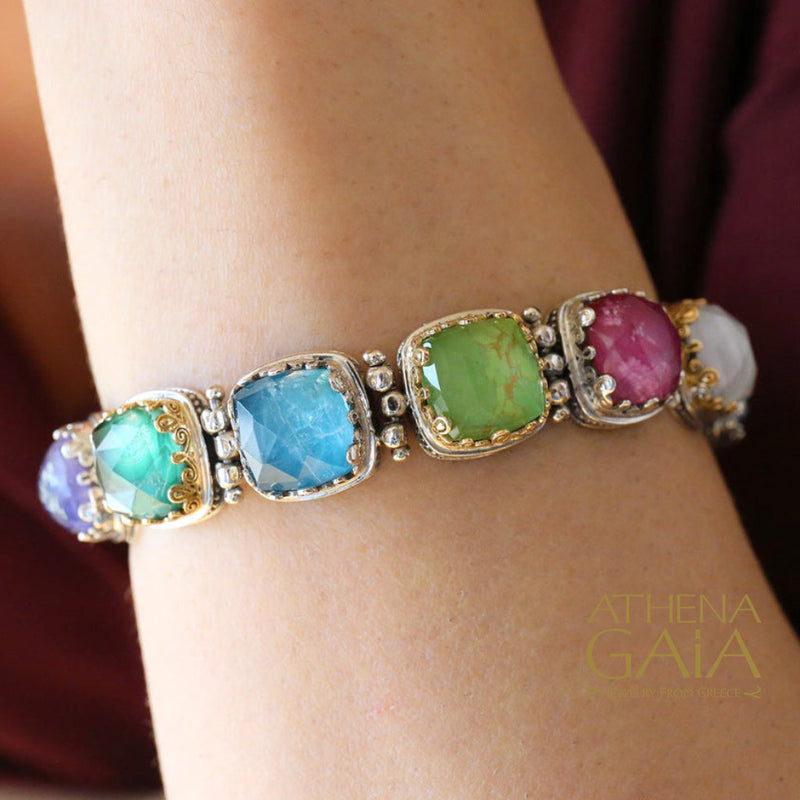 Pop Rocks Squares Link Bracelet - 18k Gold & Sterling Silver Bracelet