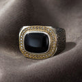 Cabochon with Diamonds Ring - 18k Gold & Sterling Silver - Club Ring