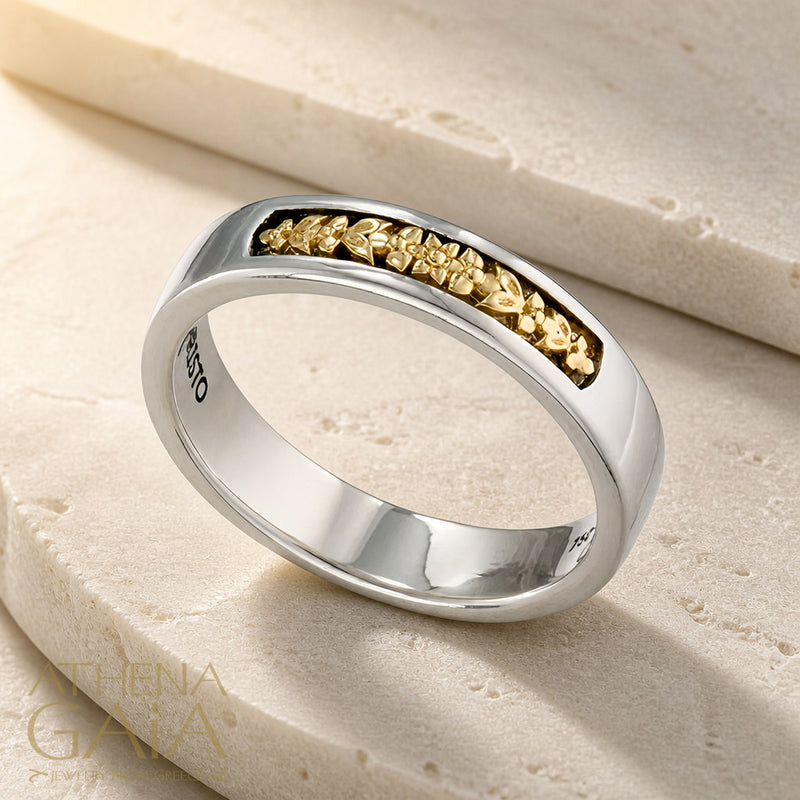 Phyllon Band Ring - 18k Gold & Sterling Silver - Stackable Ring