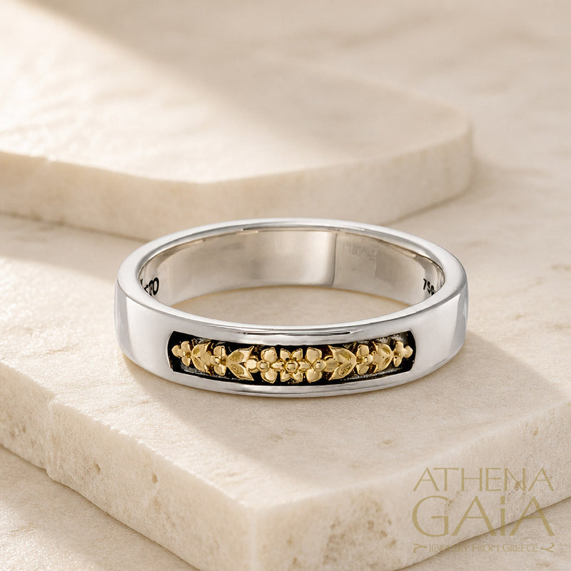 Phyllon Band Ring - 18k Gold & Sterling Silver - Stackable Ring
