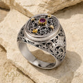 Oval Synergy Cross Ring - 18k Gold & Sterling Silver Ring - Signet Ring