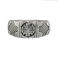 Alexander Cross Woven Crest Ring - Sterling Silver - Cigar Band Ring