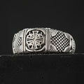 Alexander Cross Woven Crest Ring - Sterling Silver - Cigar Band Ring