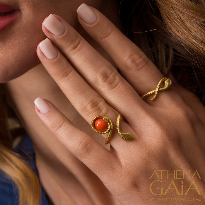 Mythology Snakes Diamond Band Ring