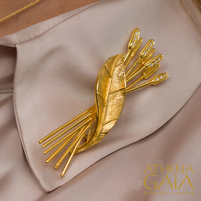 Golden Peonies Brooch