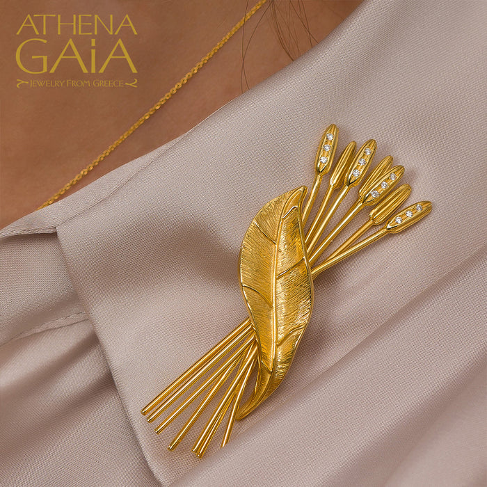 Golden Peonies Brooch