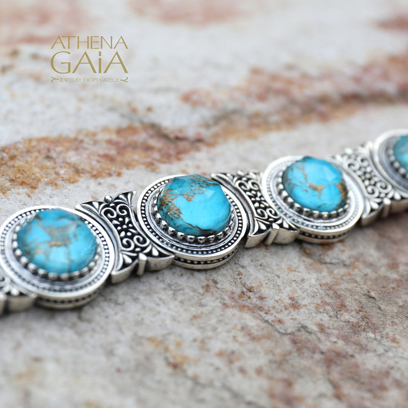 Circular Stone Bracelet - Sterling Silver - Link Bracelet