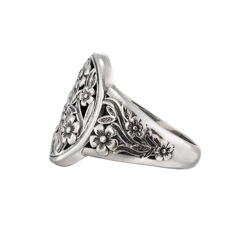 Harmony Wide Band Oval Ring - Sterling Silver Ring - Cocktail Ring