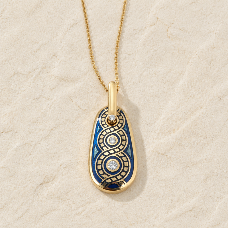 Eternal Braid Enamel Pendant Necklace - 18k Gold Necklace