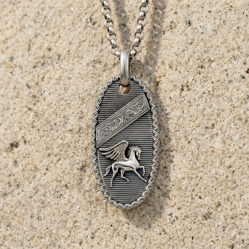 Tablet Pegasus Pendant - Sterling Silver - Talisman
