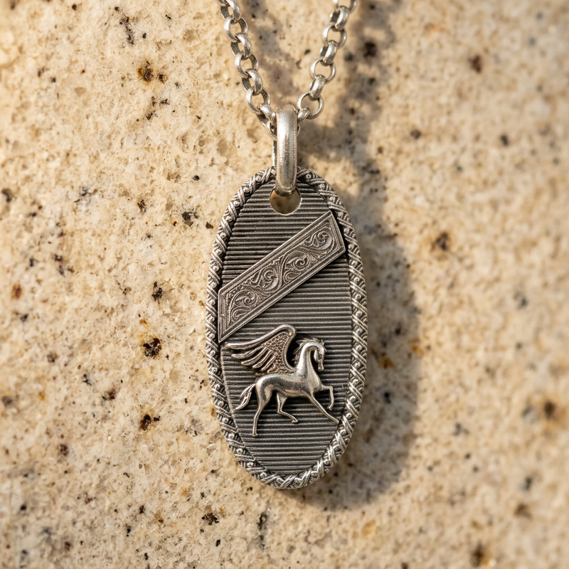 Tablet Pegasus Pendant - Sterling Silver - Talisman