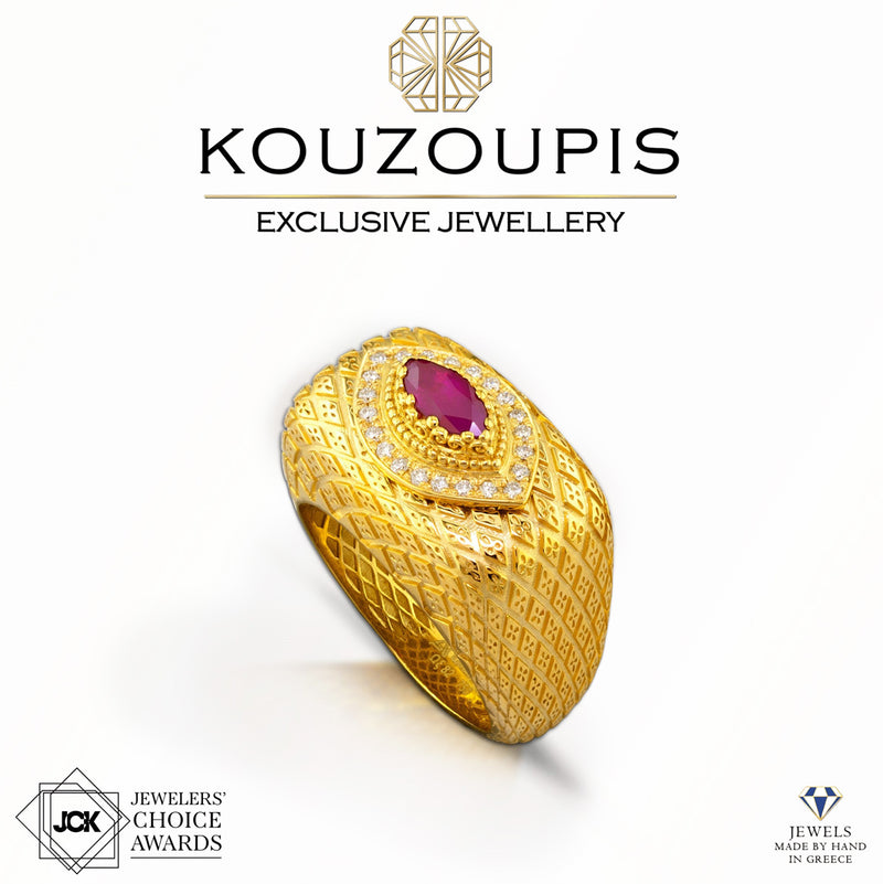 Royal Heritage Prolate Ring - 18k Gold Ring - Cocktail Ring