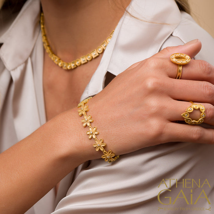 Geometric Diamond Flower Bracelet