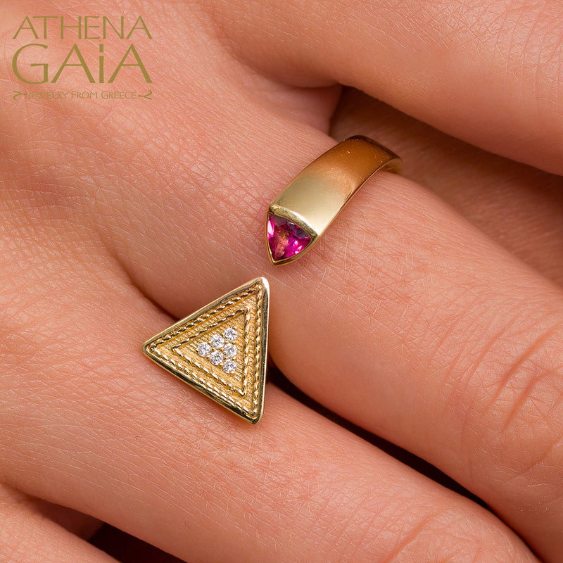 Royal Heritage Triangle Open Ring - 18k Gold - Cocktail Ring