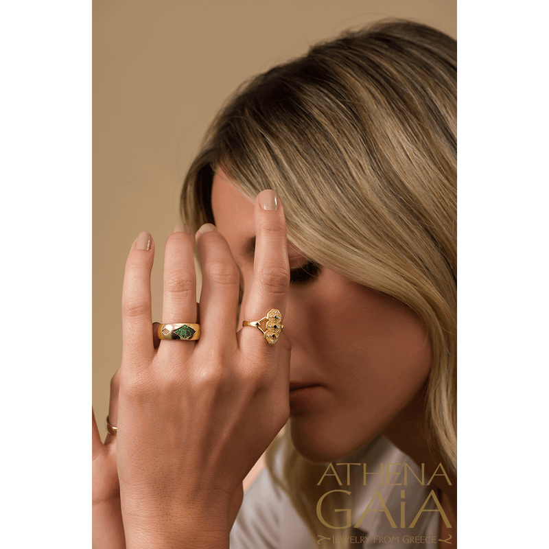 Royal Heritage Long Ring - 18k Gold Ring - Cocktail Ring