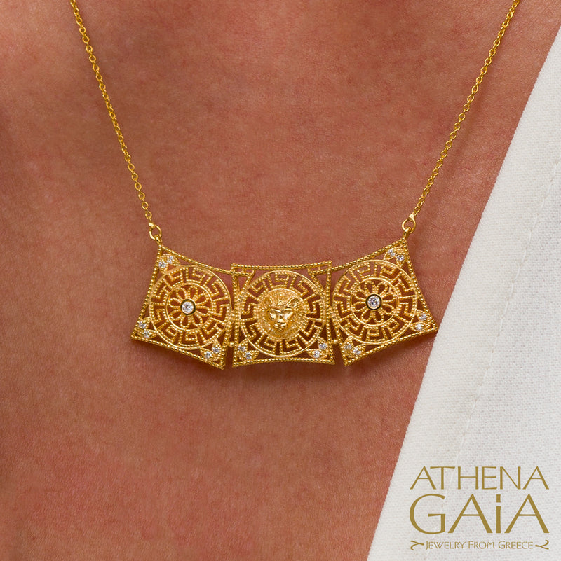 Triplous Square Grid Necklace - 18k Gold Necklace