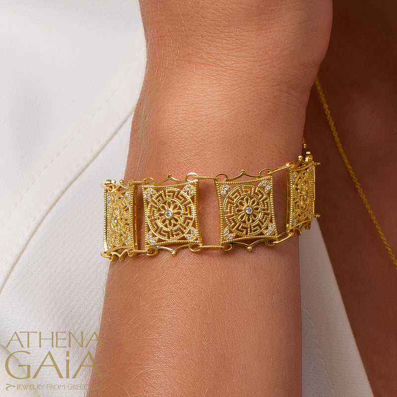 Tetragono Grid 18k Gold Bracelet - 18k Gold Bracelet