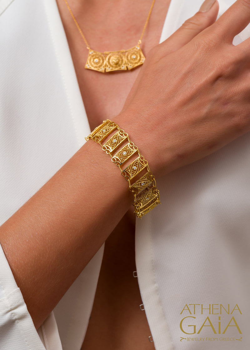 Orthogonios Grid Bracelet - 18k Gold Bracelet