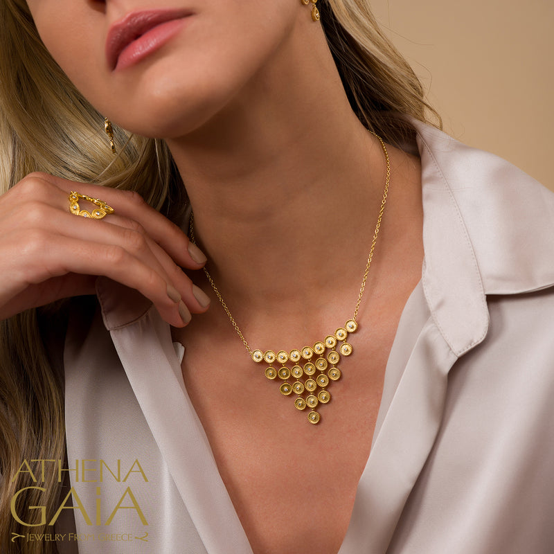 Geometric Circles Full Necklace - 18k Gold Necklace