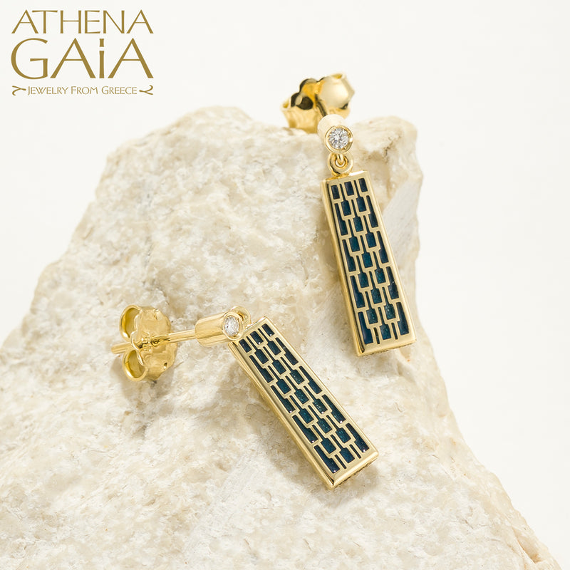 Periklista Tapered Brickwork Post Earrings - 18k Gold Earrings