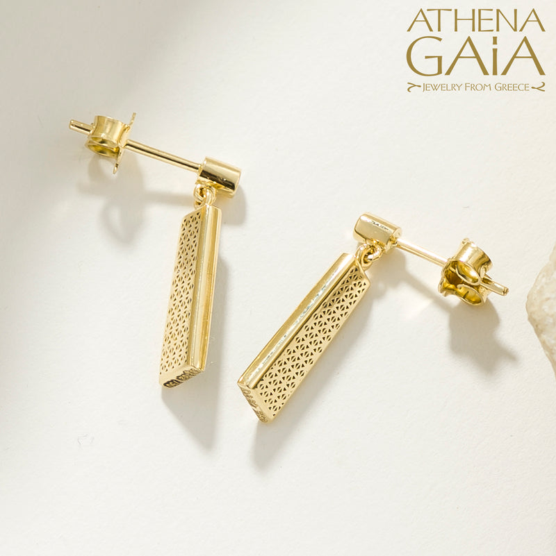 Periklista Tapered Brickwork Post Earrings - 18k Gold Earrings