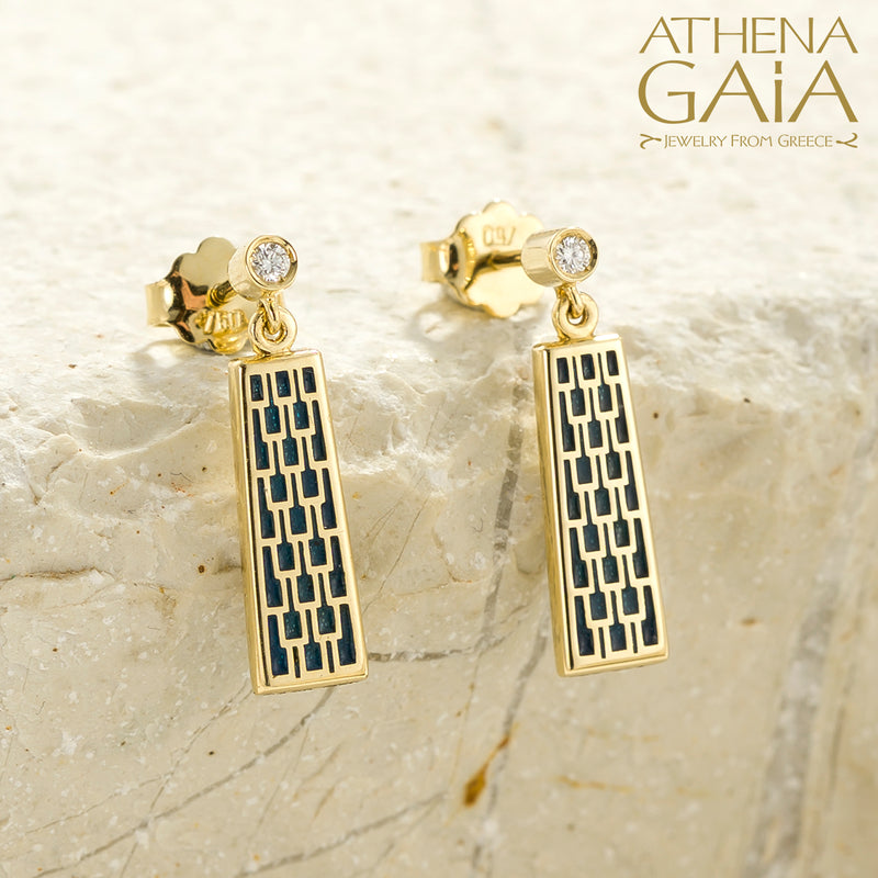 Periklista Tapered Brickwork Post Earrings - 18k Gold Earrings