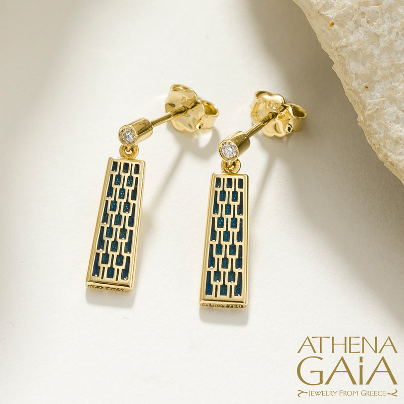 Periklista Tapered Brickwork Post Earrings - 18k Gold Earrings