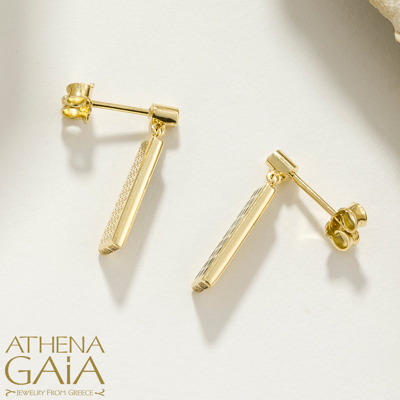 Periklista Tapered Brickwork Post Earrings - 18k Gold Earrings