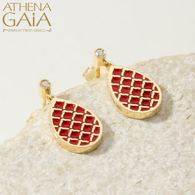 Periklista Teardrop Enamel Earrings - 18k Gold Earrings