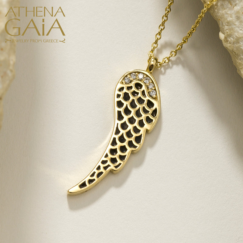 Periklista Enamel Wing Necklace - 18k Gold Necklace