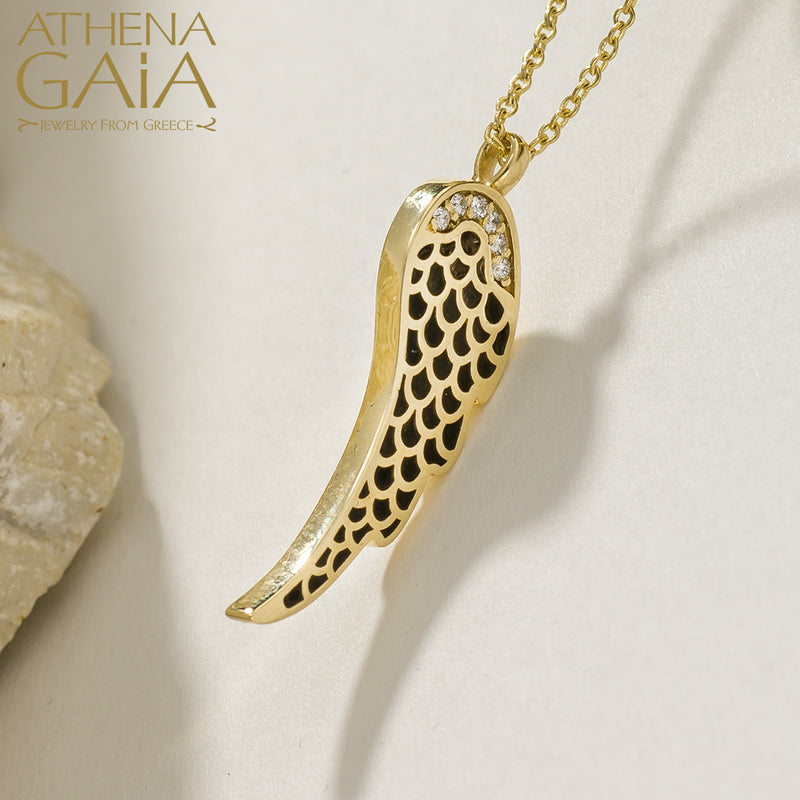 Periklista Enamel Wing Necklace - 18k Gold Necklace