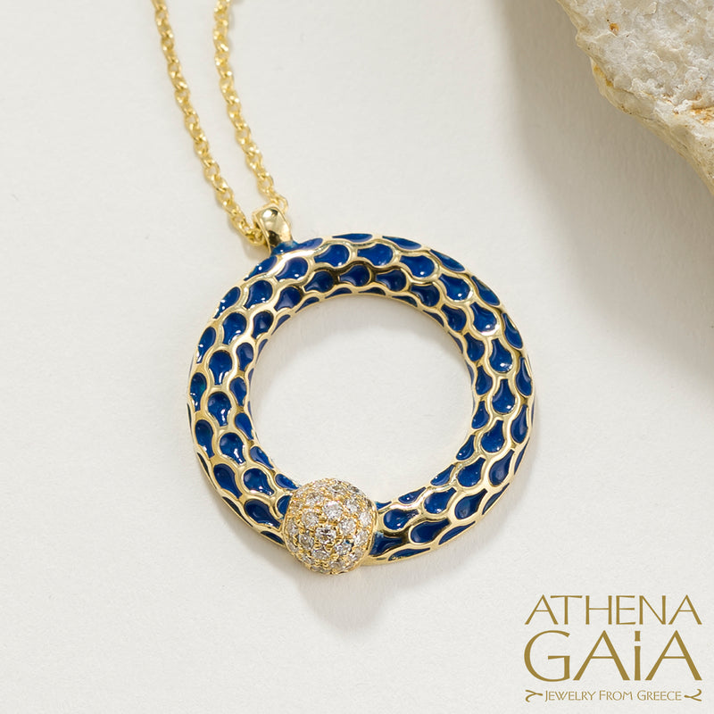 Periklista Enamel Ring Necklace - 18k Gold Necklace