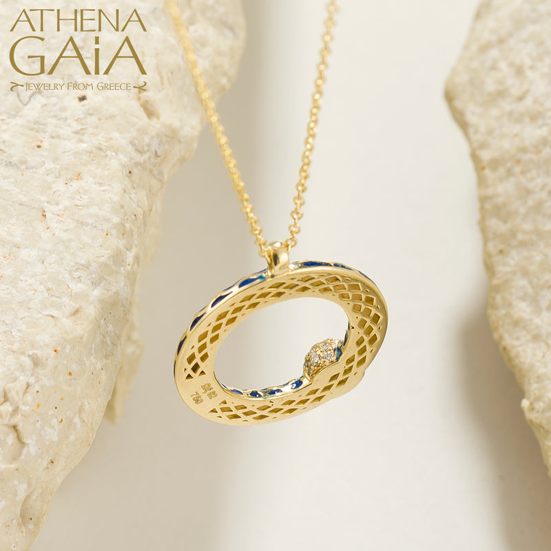Periklista Enamel Ring Necklace - 18k Gold Necklace