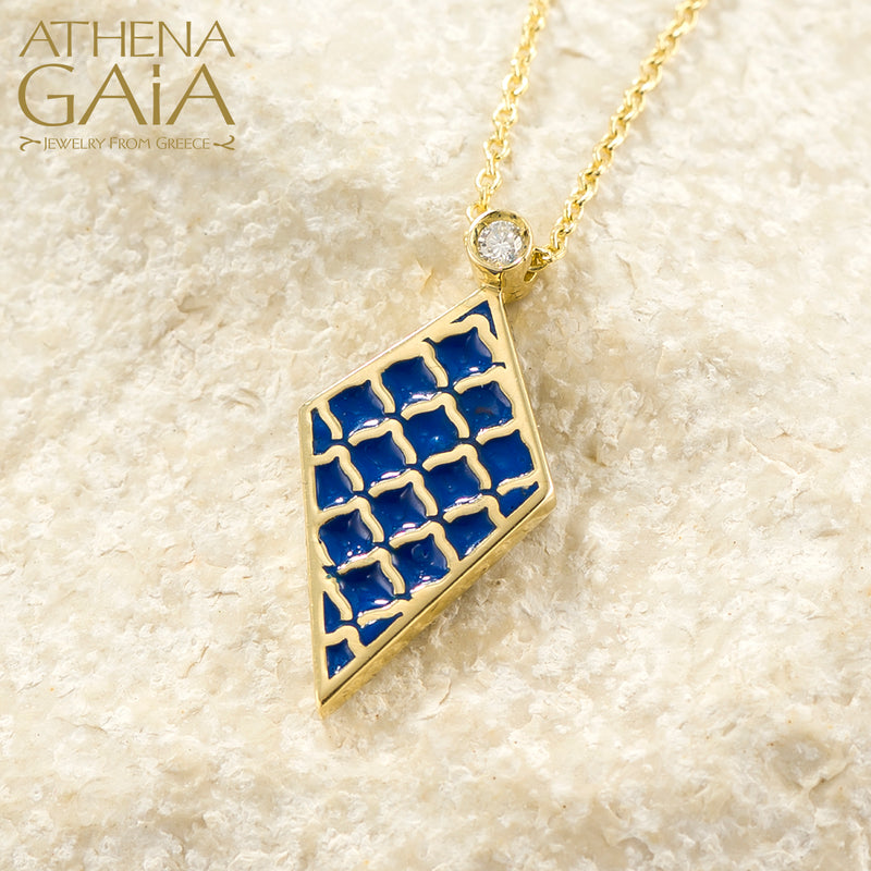 Periklista Enamel Diamond Necklace - 18k Gold Necklace