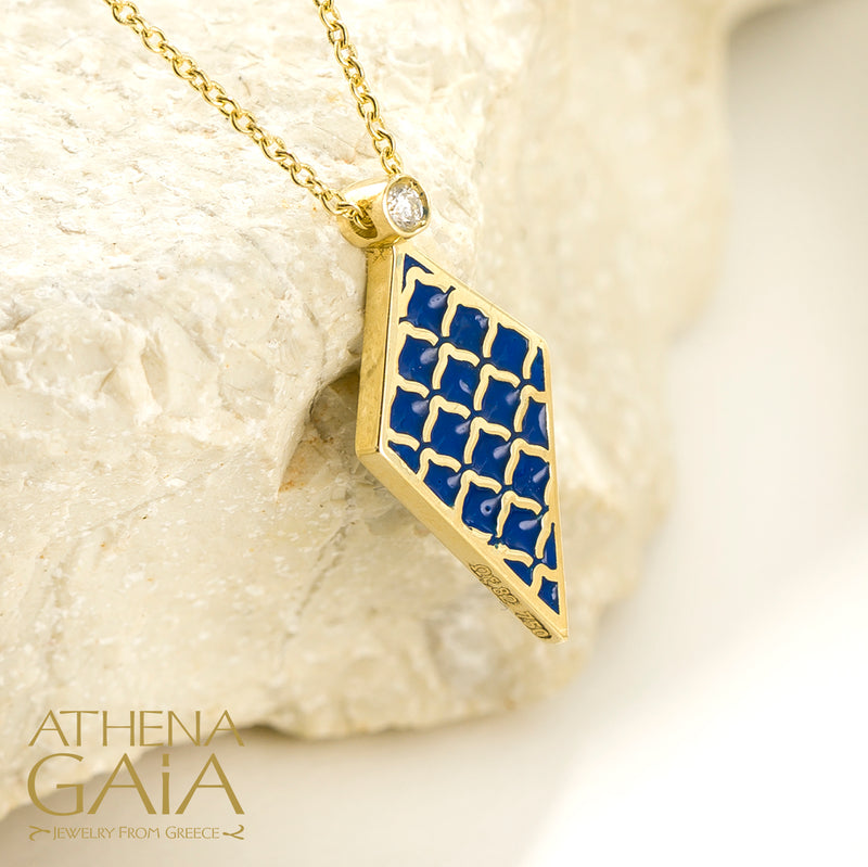 Periklista Enamel Diamond Necklace - 18k Gold Necklace