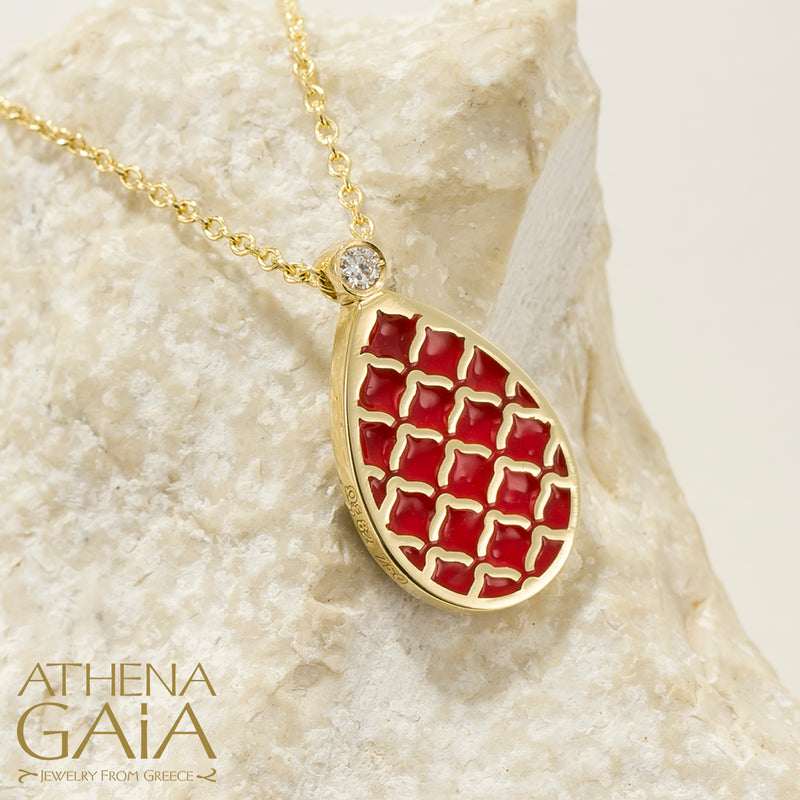 Periklista Teardrop Enamel Pendant Necklace - 18k Gold Necklace